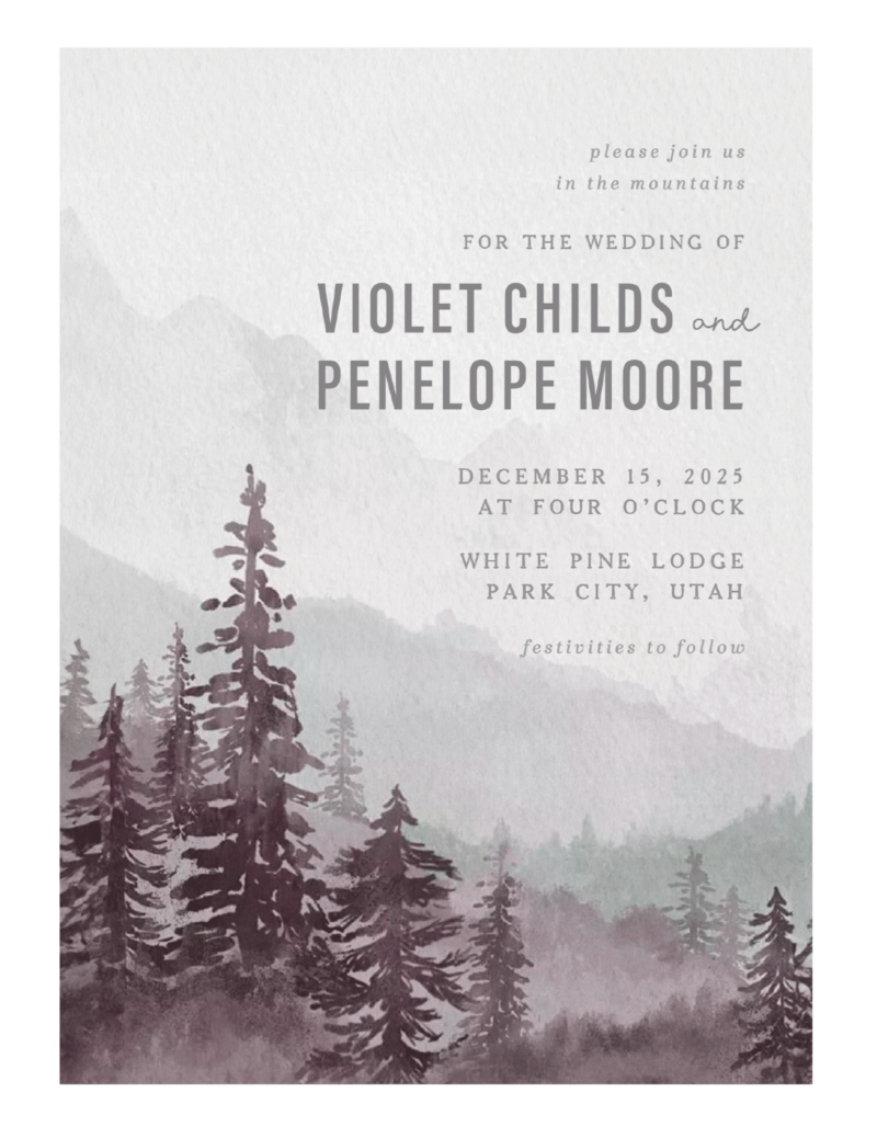 RUSTIC LODGE WEDDING INVITATION