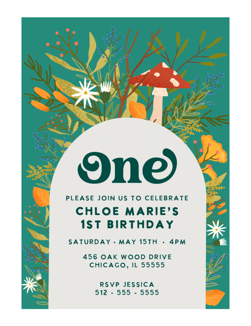 1st Birthday Mushroom Garden
